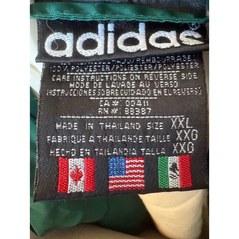 Vintage Adidas Green White Colorblock Windbreaker Jacket Mens XXL Retro Sport
